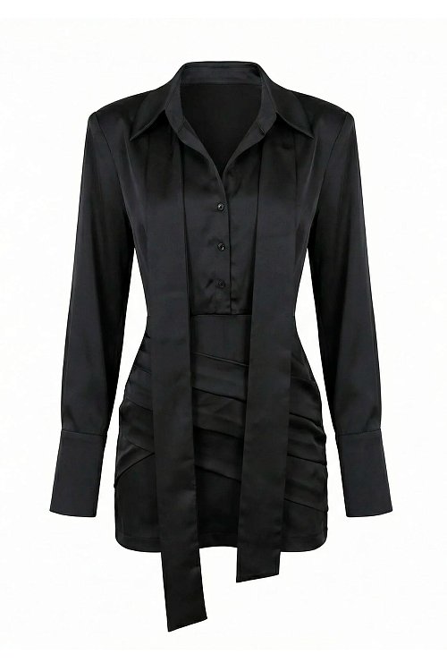 Платье с плечиками атласное