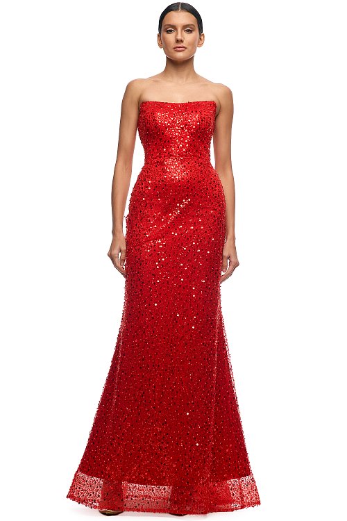 Корсетное платье рыбка в пол из бисера