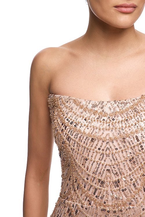 Корсетное мини с рисунком из бисера