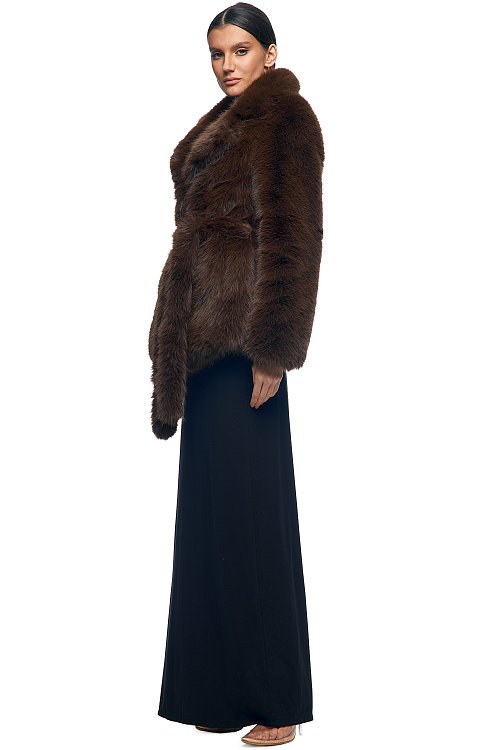 Шуба удлинённая с поясом