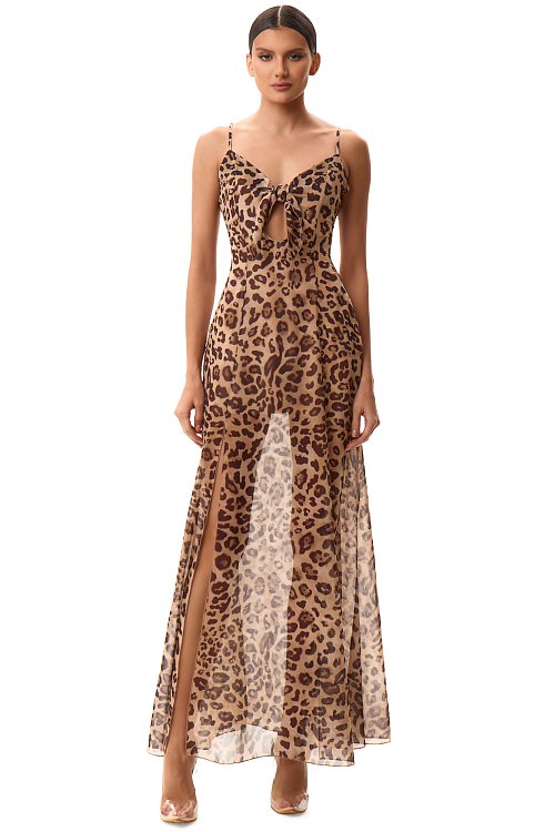 Платье-макси из шифона с разрезами