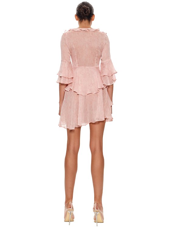 BABY DOLL CHIFFON DRESS PINK COLOR
