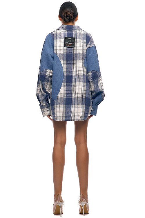 Рубашка в клетку комбинированная