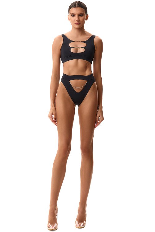 Топ Too Chainy Leather Black