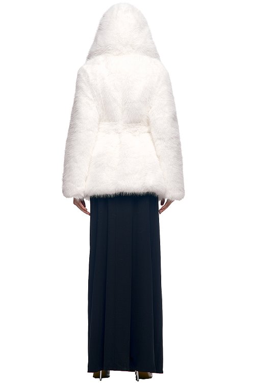 Шуба удлинённая с капюшоном 