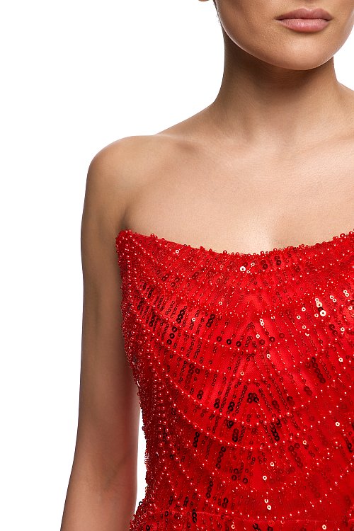 Корсетное мини с рисунком из бисера