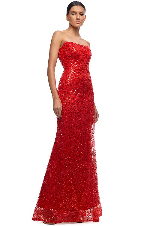 Корсетное платье рыбка в пол из бисера