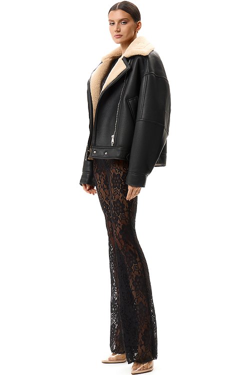 Кожаный бомбер с мехом