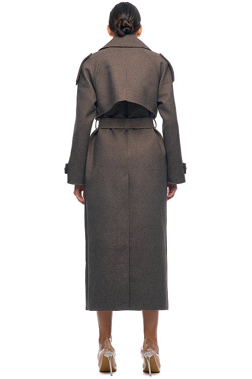 Пальто длинное с поясом