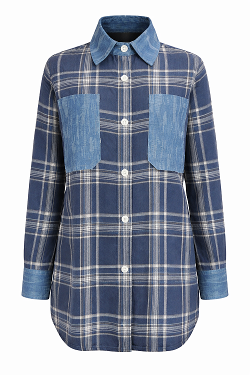 Рубашка в клетку с карманами 