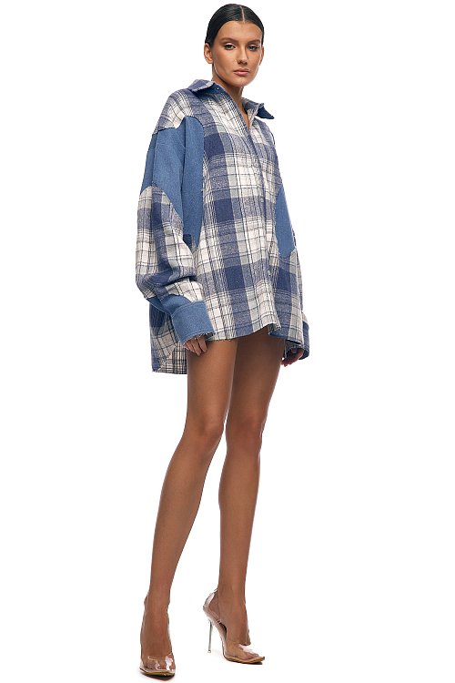 Рубашка в клетку комбинированная