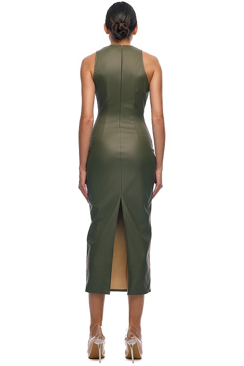 Платье миди, эко-кожа, "Лолита"