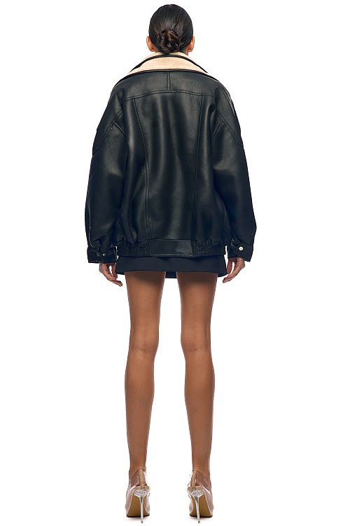 Кожаный бомбер с мехом