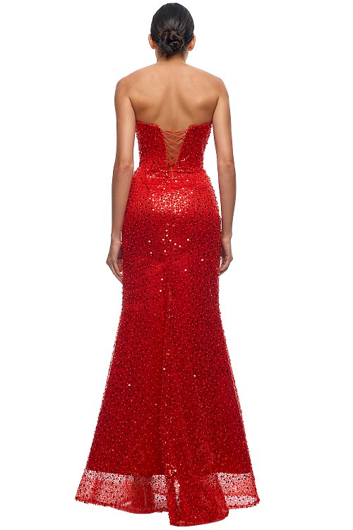 Корсетное платье рыбка в пол из бисера