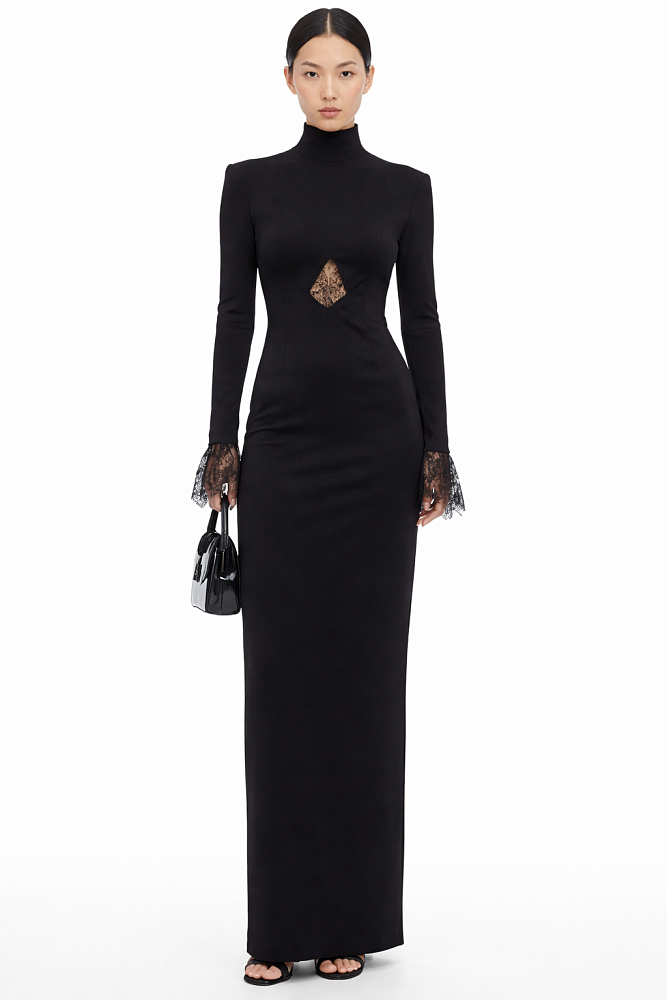 Платье с кружевными манжетами