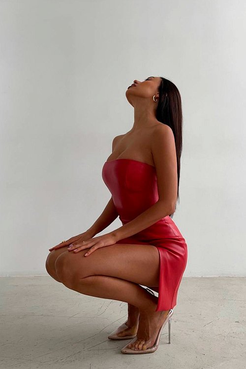 Платье-мини из эко-кожи