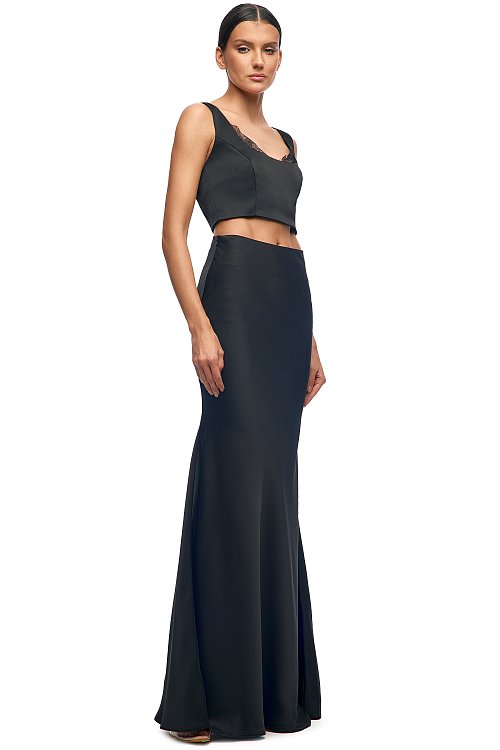 Костюм черный шелковый с кружевом 