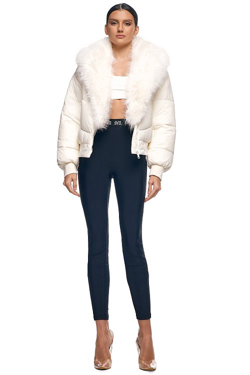 Пуховик укороченный с мехом