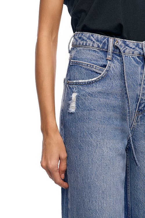 Джинсы широкие со шнурками