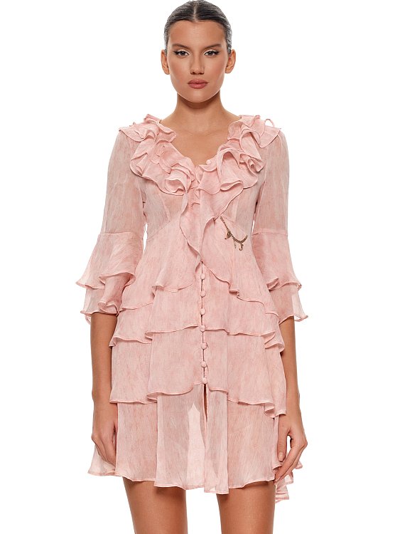 BABY DOLL CHIFFON DRESS PINK COLOR