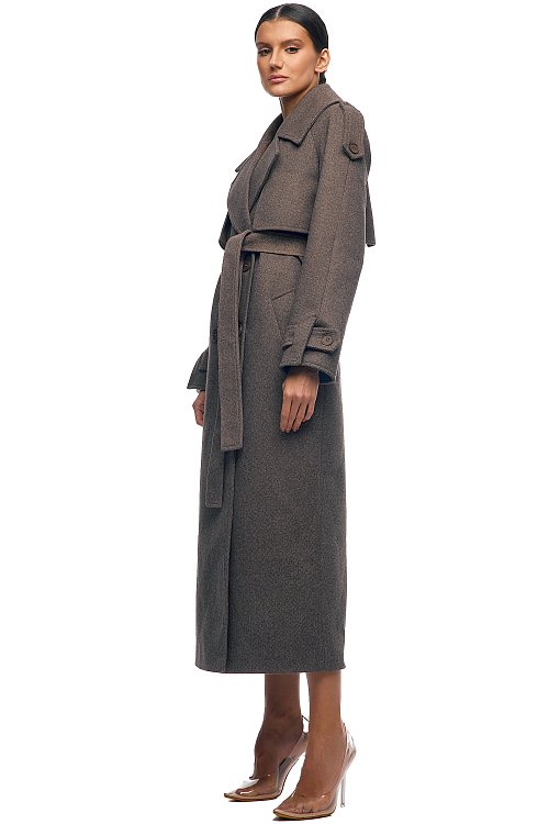 Пальто длинное с поясом