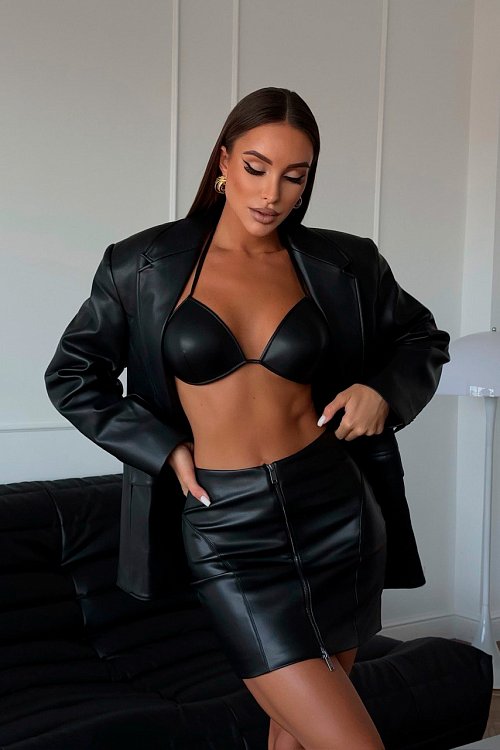 Треугольный лиф из экокожи