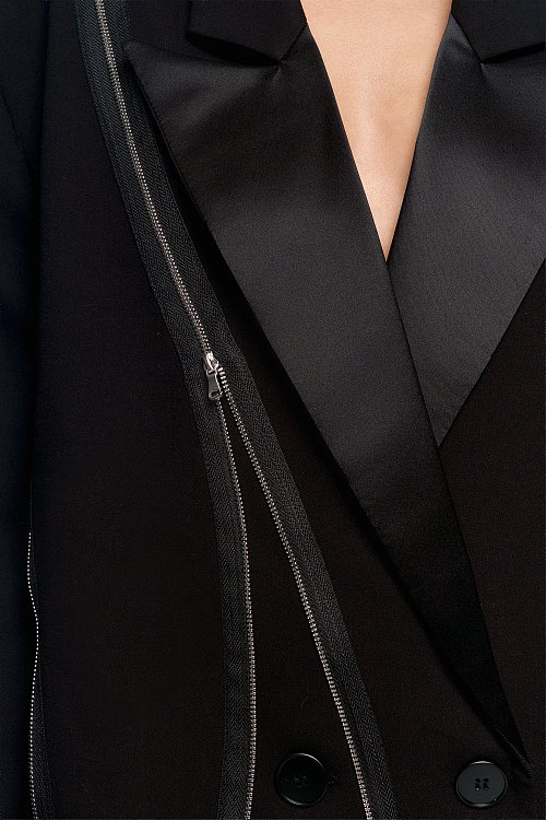 Жакет с атласными лацканами и молниями