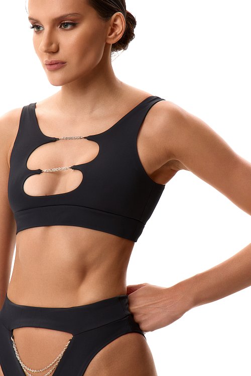 Топ Too Chainy Leather Black