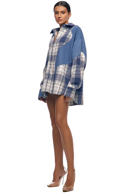 Рубашка в клетку комбинированная