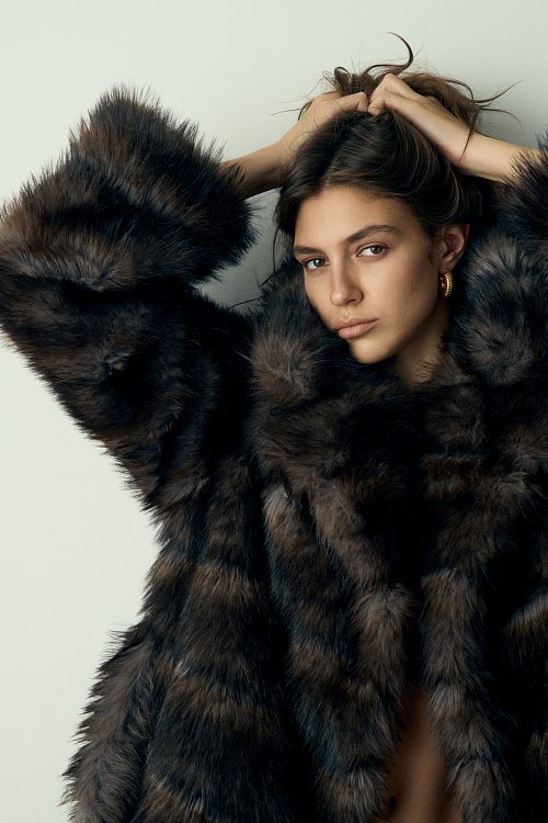 Шуба удлинённая с поясом