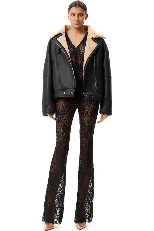 Кожаный бомбер с мехом