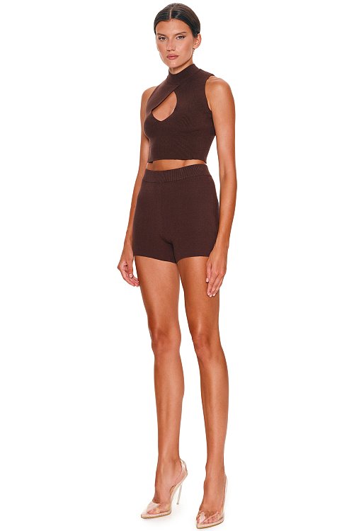 Топ с фигурным вырезом вязаный 