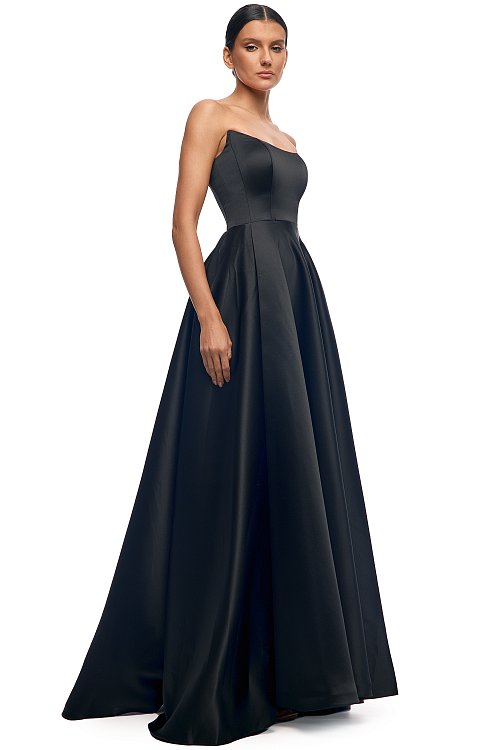 Корсетное пышное платье в пол с разрезом