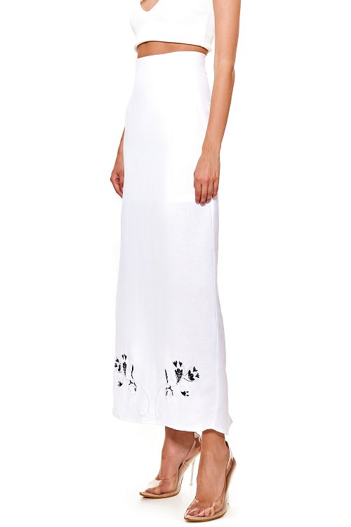 Юбка макси из льна с вышивкой
