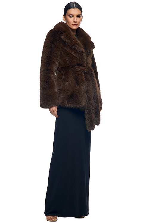 Шуба удлинённая с поясом