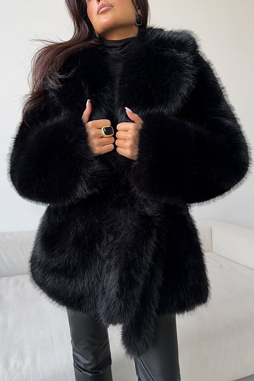 Шуба удлинённая с поясом