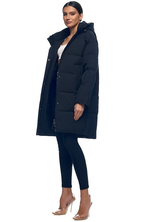 Пуховик удлинённый с капюшоном