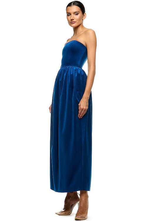 КОРСЕТНОЕ ПЛАТЬЕ-МИДИ ИЗ ПЛОТНОГО БАРХАТА «BLUE VELVET»