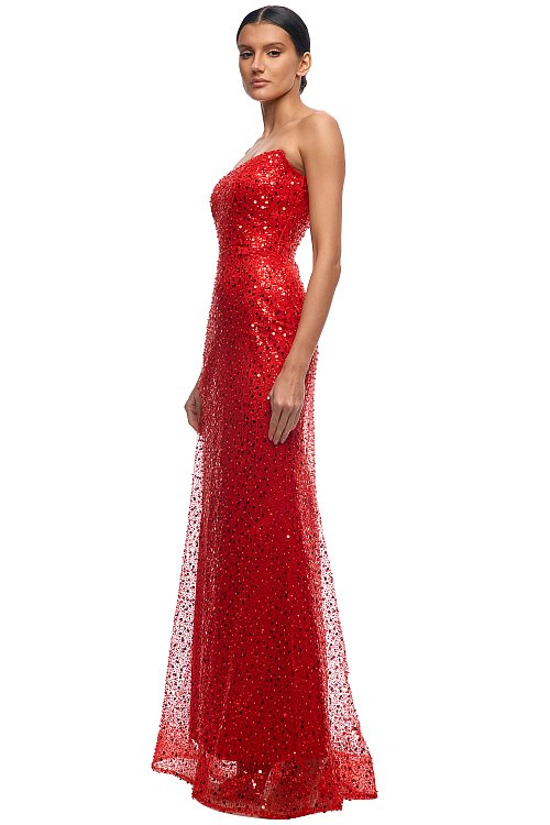 Корсетное платье рыбка в пол из бисера