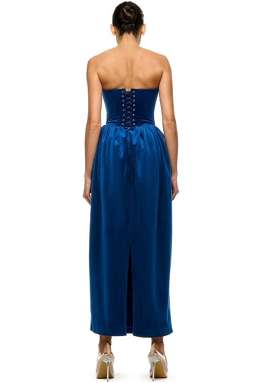 КОРСЕТНОЕ ПЛАТЬЕ-МИДИ ИЗ ПЛОТНОГО БАРХАТА «BLUE VELVET»