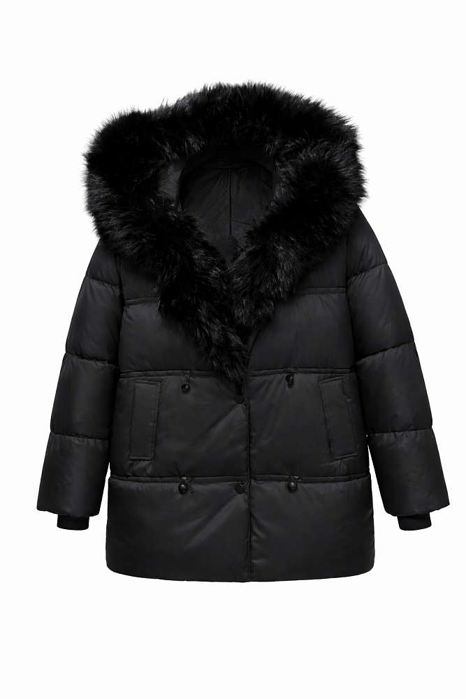 Пуховик удлинённый с кулисой