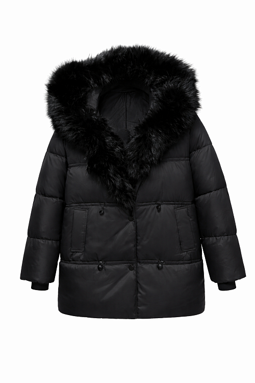 Пуховик удлинённый с кулисой