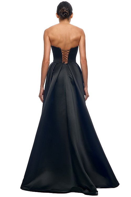 Корсетное пышное платье в пол с разрезом