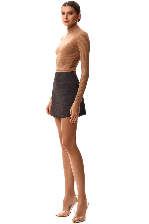 Юбка мини клетка с кружевом