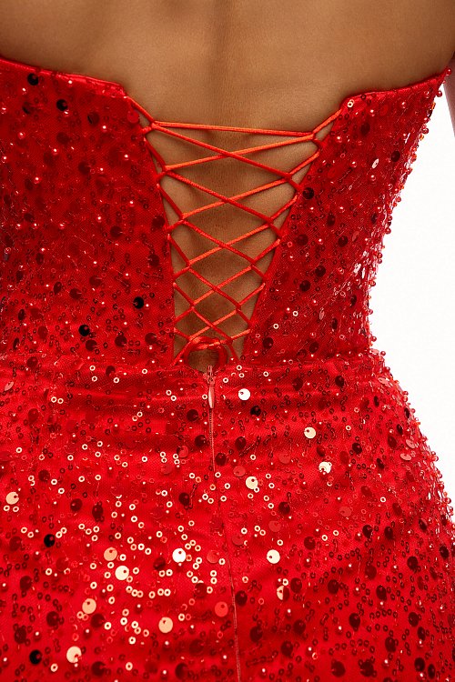 Корсетное платье рыбка в пол из бисера