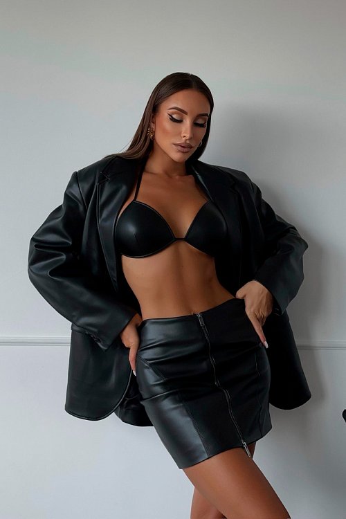 Треугольный лиф из экокожи