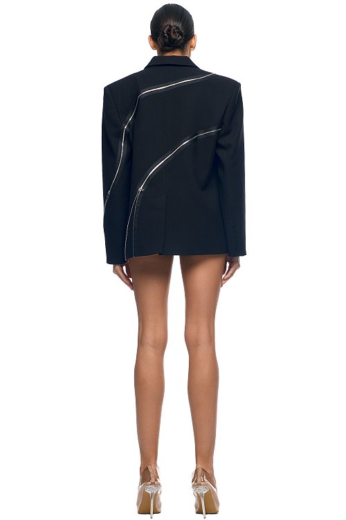 Жакет с атласными лацканами и молниями