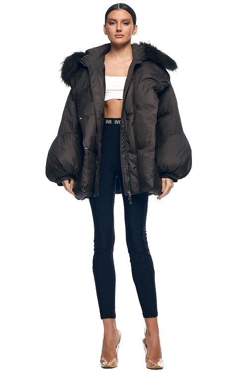 Пуховик укороченный с английским воротником