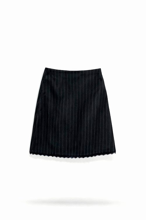 Юбка мини широкая полоска с кружевом